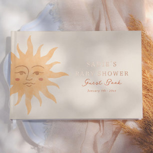 Sunshine Vintage Sun Boho Boy Baby Shower Guest Book