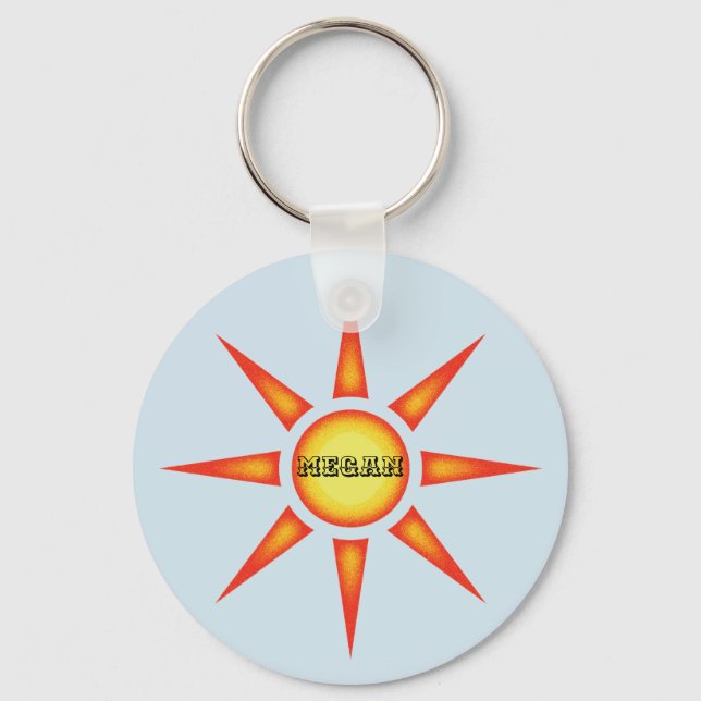 Sunshine Vivid Orange Yellow Sun Nature Keychain (Front)