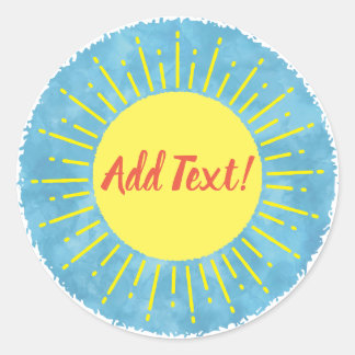 Sunshine Watercolor Baby Shower Background Custom Classic Round Sticker