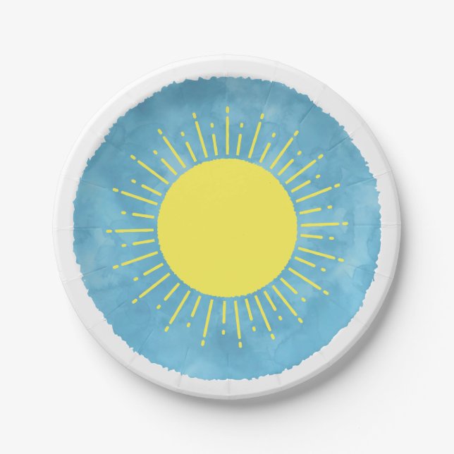 Sunshine Watercolor Baby Shower Background Custom  Paper Plate (Front)