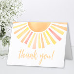 Sunshine Watercolor Bright Sun Thank You Card<br><div class="desc">This bright and cheerful sun-themed thank you card is the perfect way to express gratitude after your celebration. The front of the folding card features a vibrant sun at the top with rays in shades of yellow, orange, and a hint of red, bringing warmth and joy to your message. Below...</div>