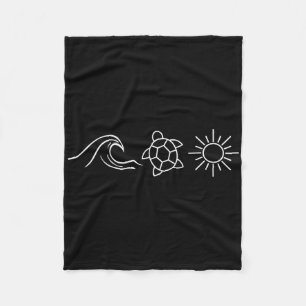Sunshine Waves Turtles Hawaii Beach Summer Vacatio Fleece Blanket