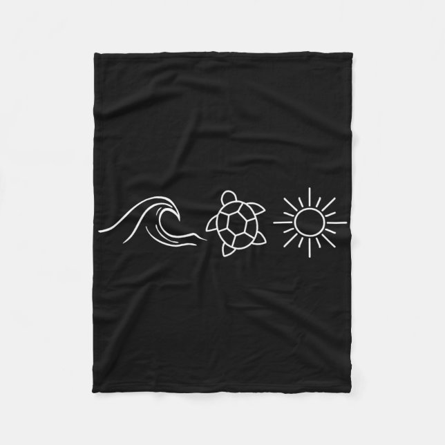 Sunshine Waves Turtles Hawaii Beach Summer Vacatio Fleece Blanket (Front)