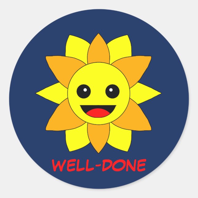 Sunshine Well-done Motivation Kids Achievement Classic Round Sticker (Front)