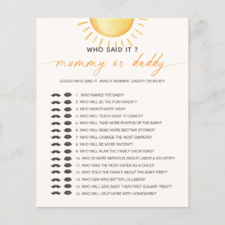 Sunshine Who Said It Mommy Daddy Baby Shower Game