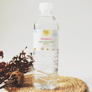 Sunshine Wildflower Water Bottle Label Birthday