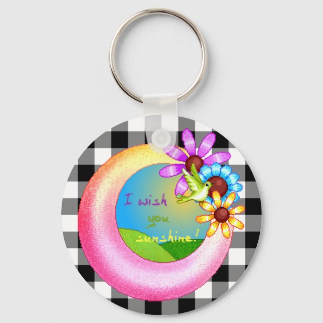 Sunshine Wish Pixel Art Keychain (Front)