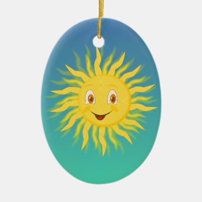 Sunshine With Circular Lines Ceramic Ornament (Front)
