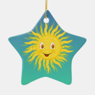 Sunshine With Circular Lines Ceramic Ornament