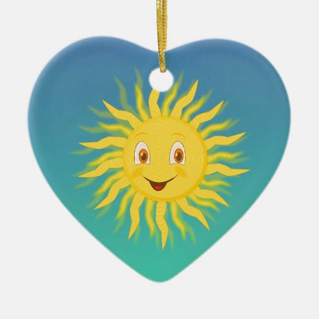 Sunshine With Circular Lines Ceramic Ornament (Front)