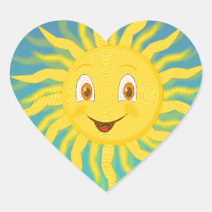 Sunshine With Circular Lines Heart Sticker