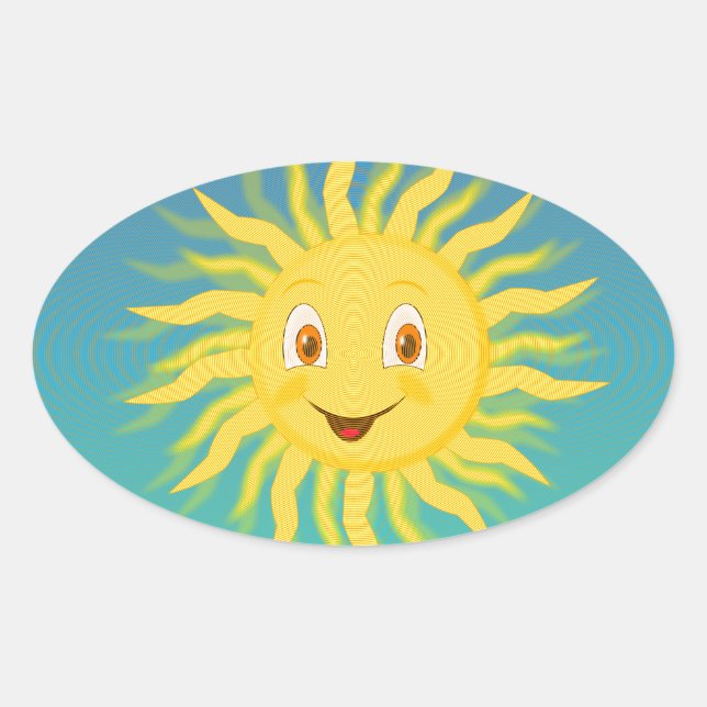 Sunshine With Circular Lines Oval Sticker (Front)