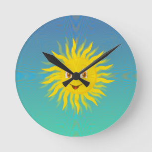 Sunshine With Circular Lines Round Clock