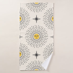 Sunshine with Face Celestial Seamless Pattern Bath Towel
