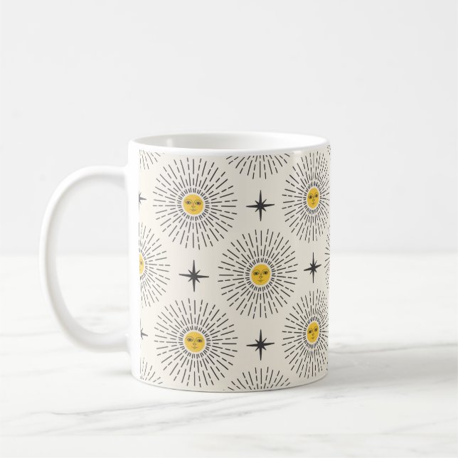 Sunshine with Face Celestial Seamless Pattern Coffee Mug (Left)