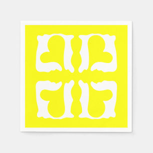 Sunshine Yellow and White Hearts Napkin