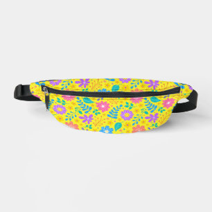 Sunshine yellow, bright florals vintage fanny pack