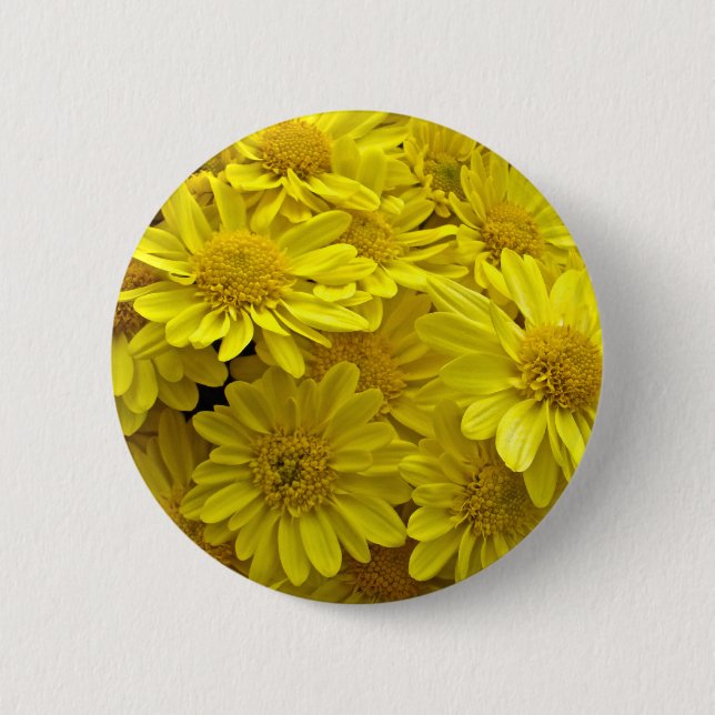 Sunshine Yellow Chrysanthemums 2 Inch Round Button (Front)
