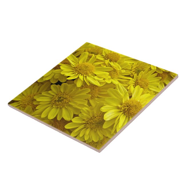 Sunshine Yellow Chrysanthemums Tile (Side)