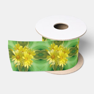 Sunshine Yellow Daisies 3 inch Satin Ribbon