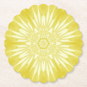 Sunshine Yellow Faux Tulle Design Paper Coaster