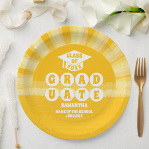 Sunshine Yellow Graduation Party Paper Plate