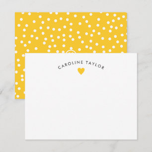 Sunshine Yellow Heart & Dots Cute Girly Card