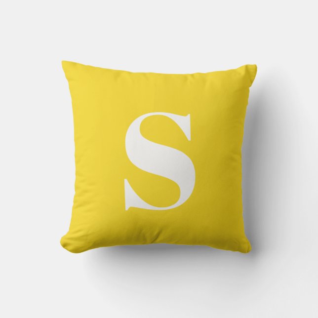 Sunshine Yellow Initial Monogramme Coussin extérie (Recto)