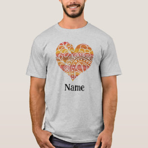 Sunshine Yellow Orange Mandala Heart Customized T-Shirt