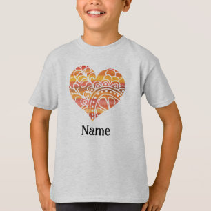 Sunshine Yellow Orange Mandala Heart Customized T-Shirt
