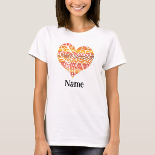 Sunshine Yellow Orange Mandala Heart Customized T-Shirt