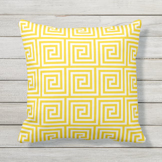 Sunshine Yellow Outdoor Coussins Grèce Key Motif