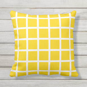 Sunshine Yellow Outdoor Pillows - Grid Check