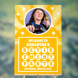 Sunshine Yellow Photo Retirement Party Welcome Acrylic Sign