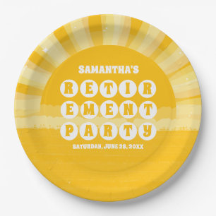 Sunshine Yellow Retirement Party Paper Plate