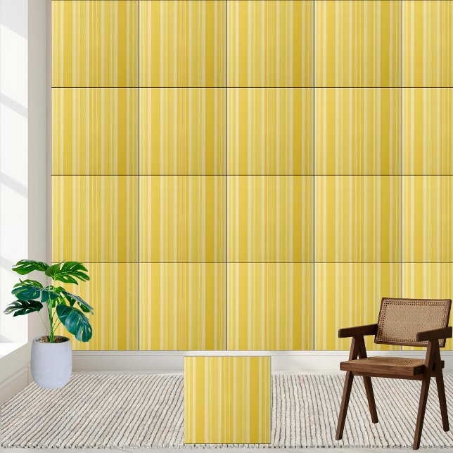 Sunshine Yellow Stripe Ceramic Tile Style 2 (Sunshine Yellow Stripe Ceramic Tile Style 2)