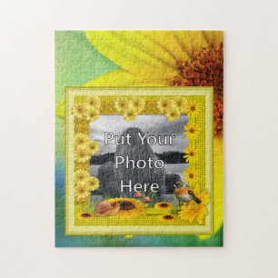 Sunshine Yellow Sunflower Photo Frame Jigsaw Puzzle
