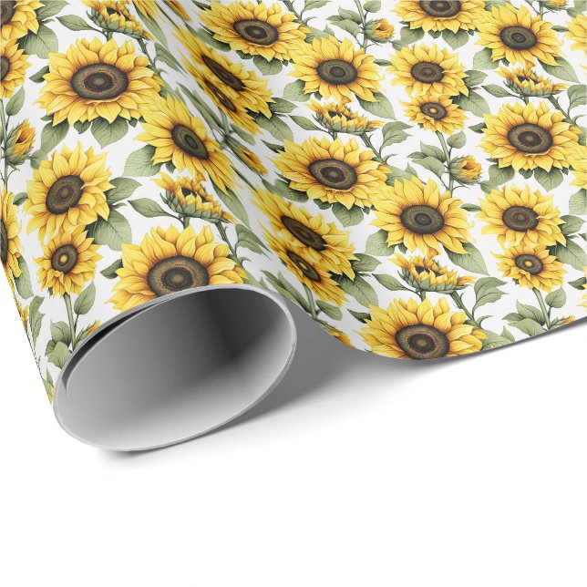 Sunshine Yellow Sunflower Wrapping Paper (Roll Corner)
