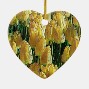 Sunshine Yellow Tulips Ceramic Ornament