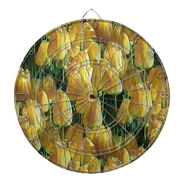 Sunshine Yellow Tulips Dartboard (Front)