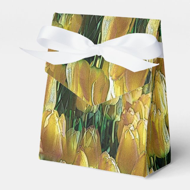Sunshine Yellow Tulips Favor Box (Front Side)
