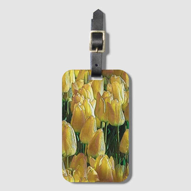 Sunshine Yellow Tulips Luggage Tag (Front Vertical)