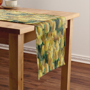 Sunshine Yellow Tulips Short Table Runner