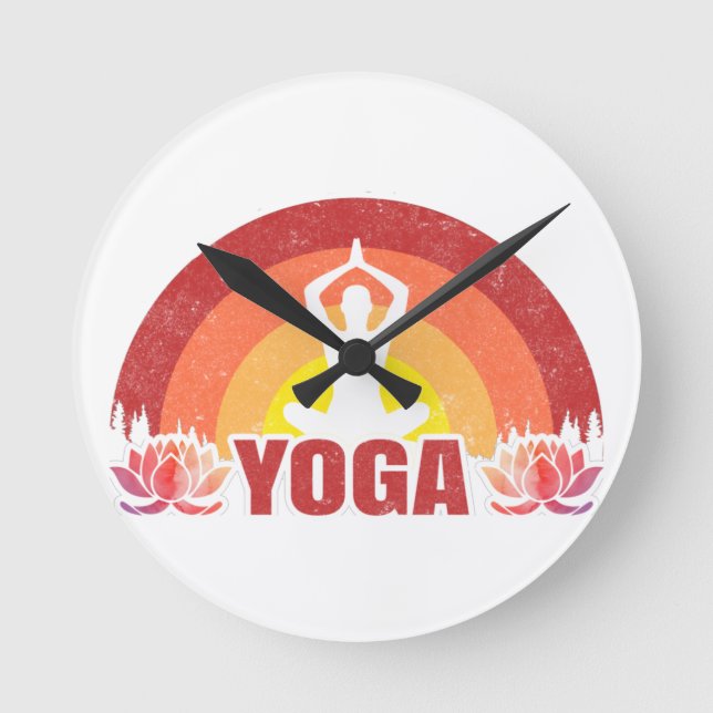 Sunshine Yoga Yogi Lotus Flower   Round Clock (Front)