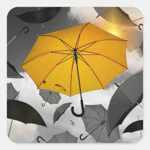 Sunshine's on its way, umbrella avalanche square sticker