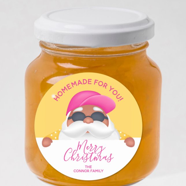 Suntan Santa Christmas Homemade Holiday Baking Classic Round Sticker (Creator Uploaded)