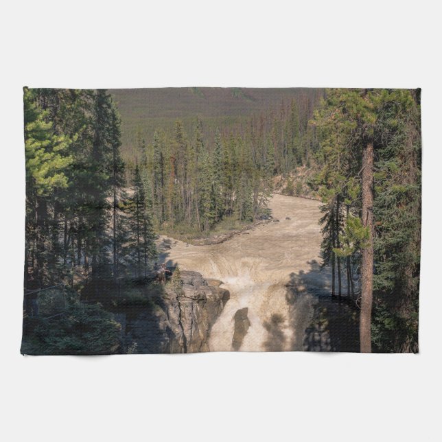 Sunwapta Falls, Waterfall Photography Kitchen Towel (Horizontal)