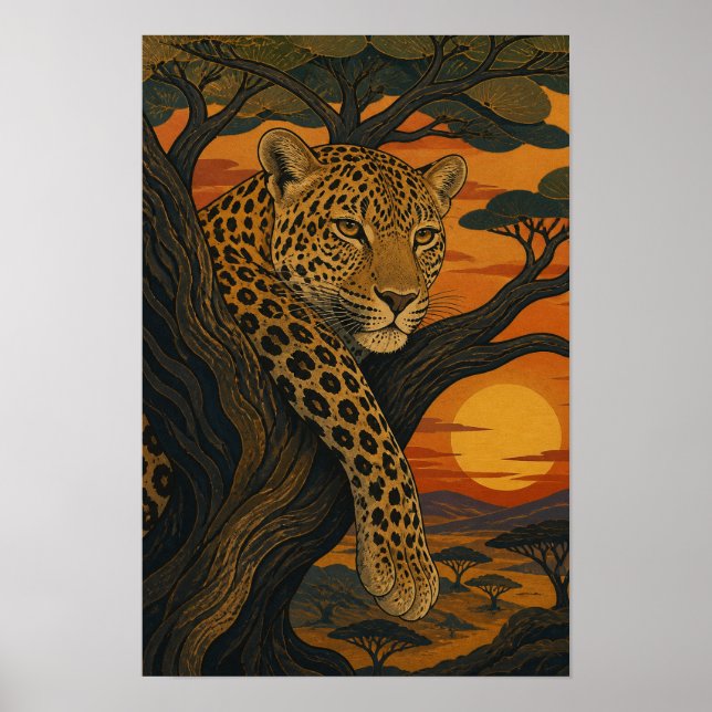 Sunward III — Leopard at Sunset Poster (Front)