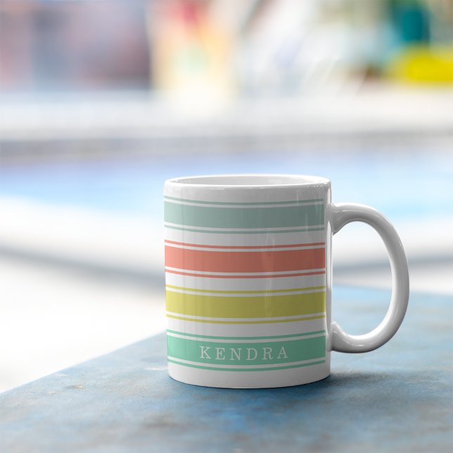 Sunwashed Neon Cabana Stripe Coffee Mug (Creator Uploaded)