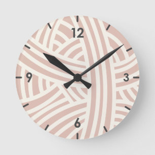 Sunwashed Pink Abstract Stylized Yarn Ball Round Clock